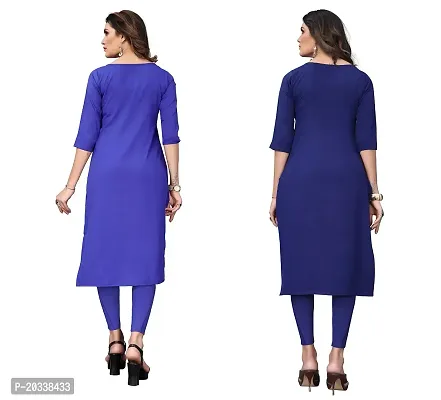 PREMVATI FASHION Women's Crepe Digital Print Straight Kurta(Pack of 2) (XL, Blue  Blue VIOLOT)-thumb2