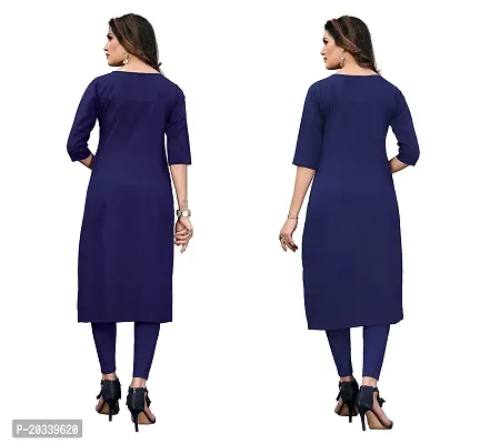 PREMVATI FASHION Women's Crepe Digital Print Straight Kurta(Pack of 2) (XL, DARKBLUEDARKBLUE)-thumb2