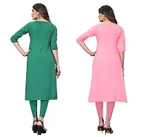 PREMVATI FASHION Women's Crepe Digital Print Straight Kurta(Pack of 2) (XL, SPRINGGREENRosepink)-thumb1