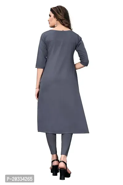 PREMVATI FASHION Women's Crepe Digital Print Straight Kurta (M, Grey)-thumb2