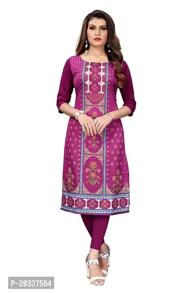 PREMVATI FASHION Women's Crepe Digital Print Straight Kurta (XXL, Purple)