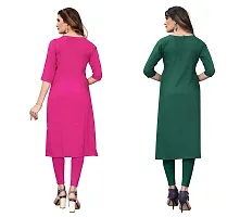 PREMVATI FASHION Women's Crepe Digital Print Straight Kurta(Pack of 2) (XL, PinkOliveGreen)-thumb1