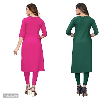 PREMVATI FASHION Women's Crepe Digital Print Straight Kurta(Pack of 2) (XL, PinkOliveGreen)-thumb2