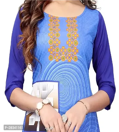 PREMVATI FASHION Women's Crepe Digital Print Straight Kurta (XXL, Blue  Blue)-thumb5