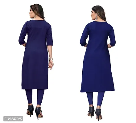 PREMVATI FASHION Women's Crepe Digital Print Straight Kurta(Pack 2) (S, DARKBLUENAVYBLUE)-thumb2