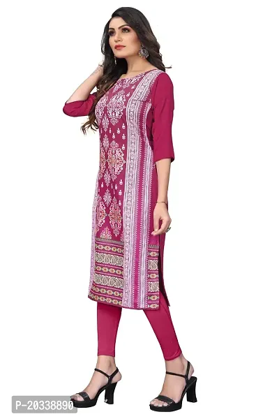 PREMVATI FASHION Women's Crepe Digital Print Straight Kurta (L, Pink)-thumb4