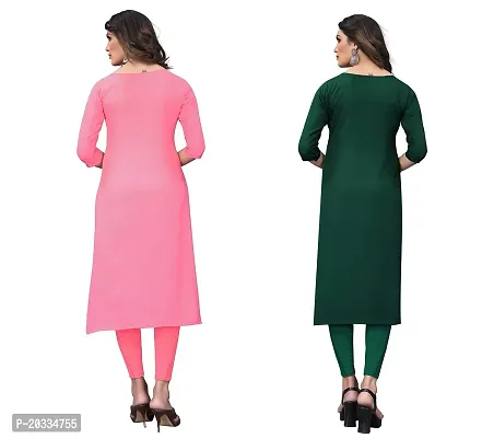 PREMVATI FASHION Women's Crepe Digital Print Straight Kurta(Pack of 2) (XXL, Peach  SEA Green)-thumb2