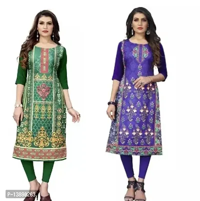 Reliable Crepe Printed Straight Kurta For Women- Pack Of 2-thumb0