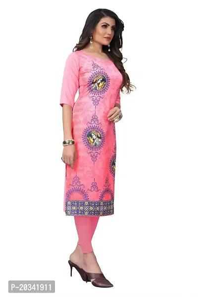 PREMVATI FASHION Women's Crepe Digital Print Straight Kurta(Pack of 2) (S, TOMATOPINKDODGEBLUE)-thumb3