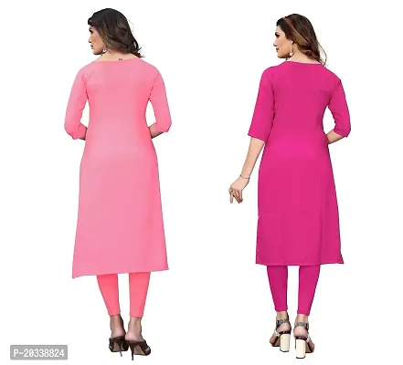 PREMVATI FASHION Women's Crepe Digital Print Straight Kurta(Pack of 2) (M, Peach  Pink)-thumb2