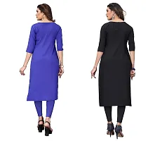 PREMVATI FASHION Women's Crepe Digital Print Straight Kurta(Pack of 2) (XL, BLUEVIOLOTBabyblue)-thumb1