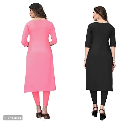 PREMVATI FASHION Women's Crepe Digital Print Straight Kurta(Pack of 2) (XXL, Peach  Black)-thumb2