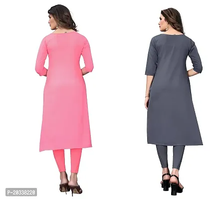 PREMVATI FASHION Women's Crepe Digital Print Straight Kurta(Pack of 2) (XL, Peach  Grey)-thumb2