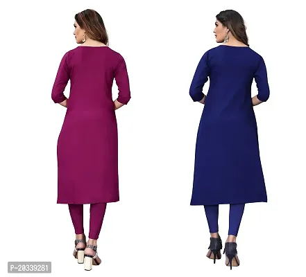 PREMVATI FASHION Women's Crepe Digital Print Straight Kurta(Pack of 2) (XL, PURPELNAVYBLUE)-thumb2