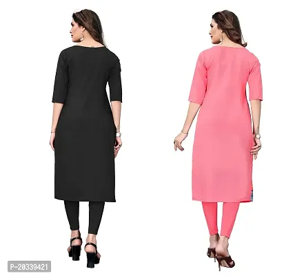 PREMVATI FASHION Women's Crepe Digital Print Straight Kurta(Pack of 2) (XXL, Black  Peach)-thumb2