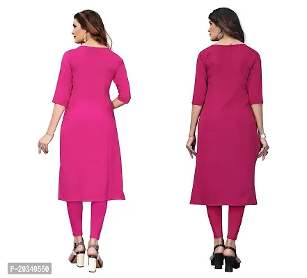 PREMVATI FASHION Women's Crepe Digital Print Straight Kurta(Pack of 2) (S, PinkDEEPPINK)-thumb2