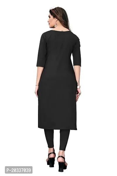 PREMVATI FASHION Women's Crepe Digital Print Straight Kurta (XL, Black)-thumb2