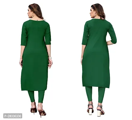 PREMVATI FASHION Women's Crepe Digital Print Straight Kurta(Pack of 2) (L, GreenDarkGreen)-thumb2