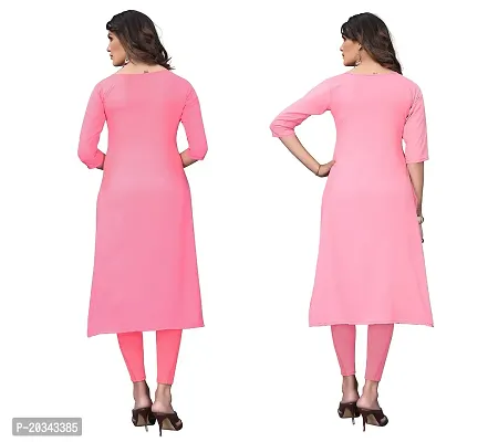 PREMVATI FASHION Women's Crepe Digital Print Straight Kurta(Pack of 2) (XXL, CORALPINKTOMATOPINK)-thumb2