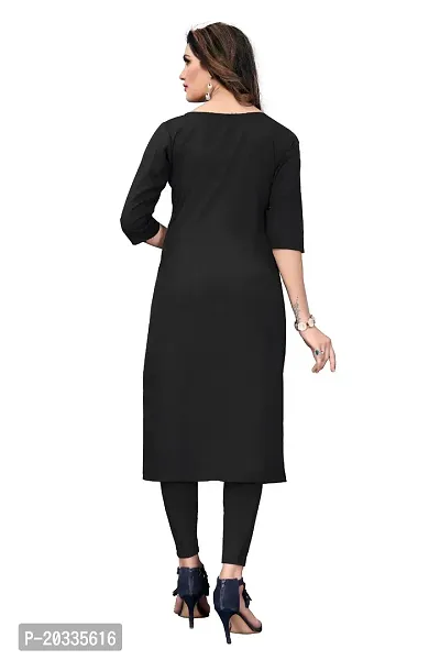 PREMVATI FASHION Women's Crepe Digital Print Straight Kurta (L, Black)-thumb2