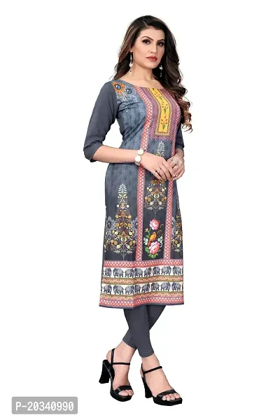 PREMVATI FASHION Women's Crepe Digital Print Straight Kurta(Pack of 2) (XL, GreySILVERBLACK)-thumb3