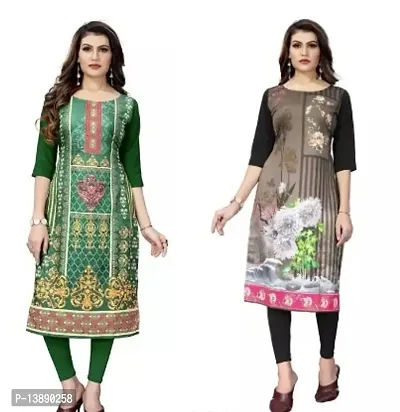 Reliable Crepe Printed Straight Kurta For Women- Pack Of 2-thumb0