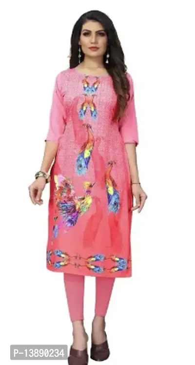 Reliable Crepe Printed Straight Kurta For Women-thumb0