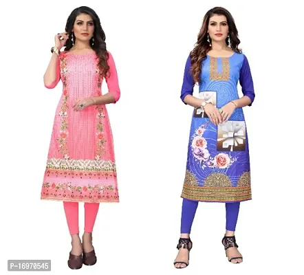 Reliable Crepe Printed Straight Kurta For Women- Pack Of 2-thumb0