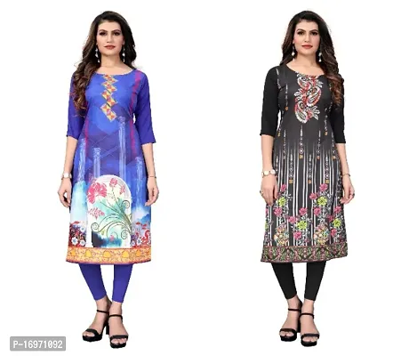 Reliable Crepe Printed Straight Kurta For Women- Pack Of 2-thumb0