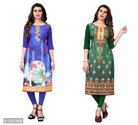 Reliable Crepe Printed Straight Kurta For Women- Pack Of 2-thumb0