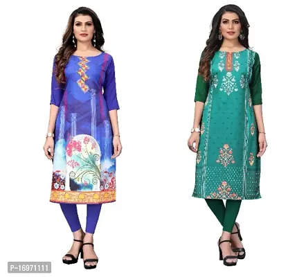 Reliable Crepe Printed Straight Kurta For Women- Pack Of 2-thumb0