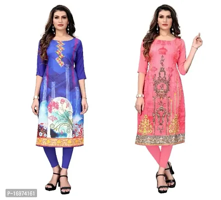 Reliable Crepe Printed Straight Kurta For Women- Pack Of 2