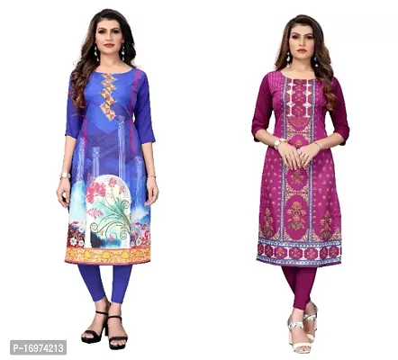 Reliable Crepe Printed Straight Kurta For Women- Pack Of 2