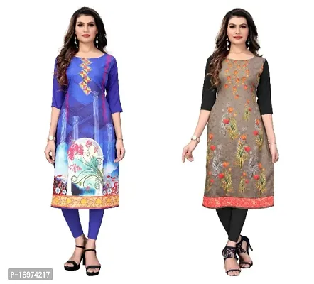 Reliable Crepe Printed Straight Kurta For Women- Pack Of 2