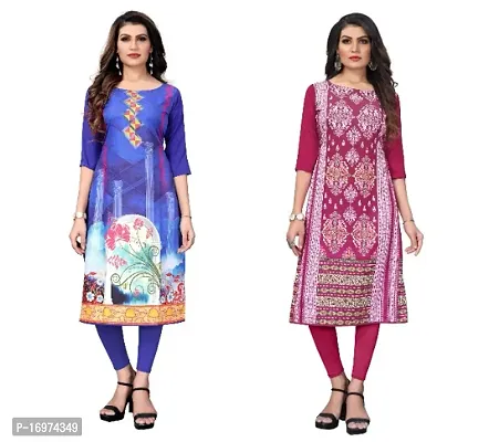 Reliable Crepe Printed Straight Kurta For Women- Pack Of 2