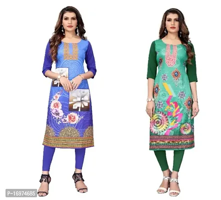 Reliable Crepe Printed Straight Kurta For Women- Pack Of 2-thumb0