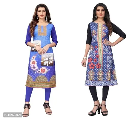 Reliable Crepe Printed Straight Kurta For Women- Pack Of 2