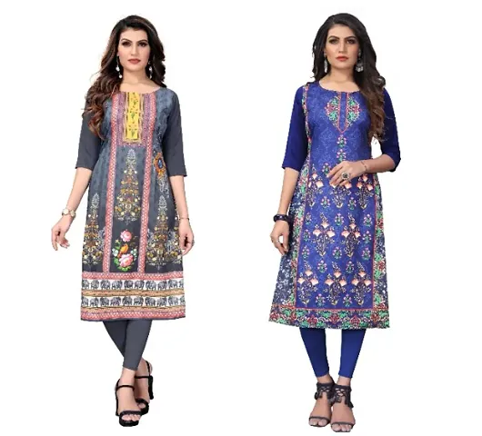 Reliable Crepe Straight Kurta For Women- Pack Of 2