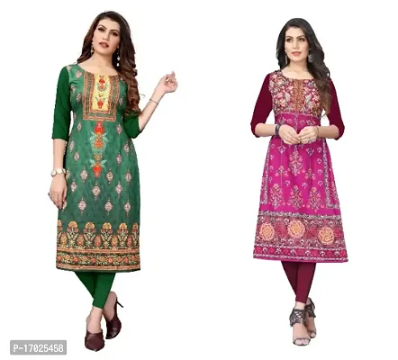 Reliable Crepe Printed Straight Kurta For Women- Pack Of 2