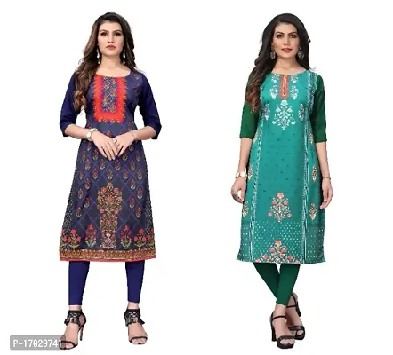 Reliable Crepe Printed Straight Kurta For Women- Pack Of 2