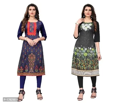 Reliable Crepe Printed Straight Kurta For Women- Pack Of 2