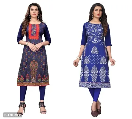 Reliable Crepe Printed Straight Kurta For Women- Pack Of 2