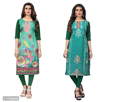 Reliable Crepe Printed Straight Kurta For Women- Pack Of 2-thumb0