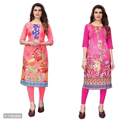 Reliable Crepe Printed Straight Kurta For Women- Pack Of 2