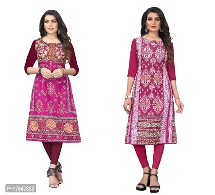 Reliable Crepe Printed Straight Kurta For Women- Pack Of 2-thumb0