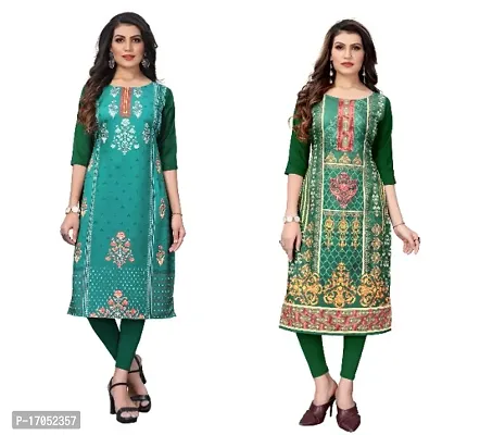 Reliable Crepe Printed Straight Kurta For Women- Pack Of 2