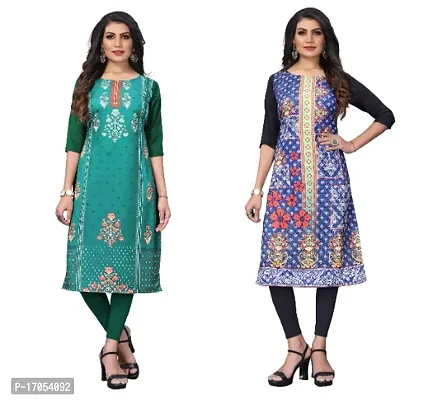 Reliable Crepe Printed Straight Kurta For Women- Pack Of 2