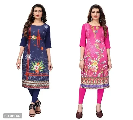 Reliable Crepe Printed Straight Kurta For Women- Pack Of 2-thumb0