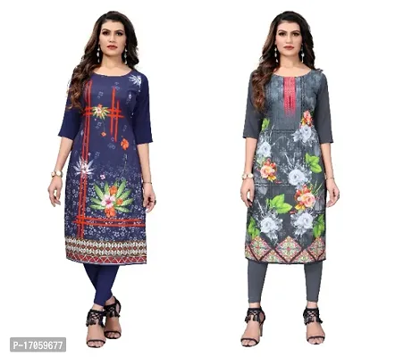 Reliable Crepe Printed Straight Kurta For Women- Pack Of 2