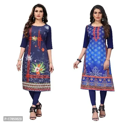 Reliable Crepe Printed Straight Kurta For Women- Pack Of 2